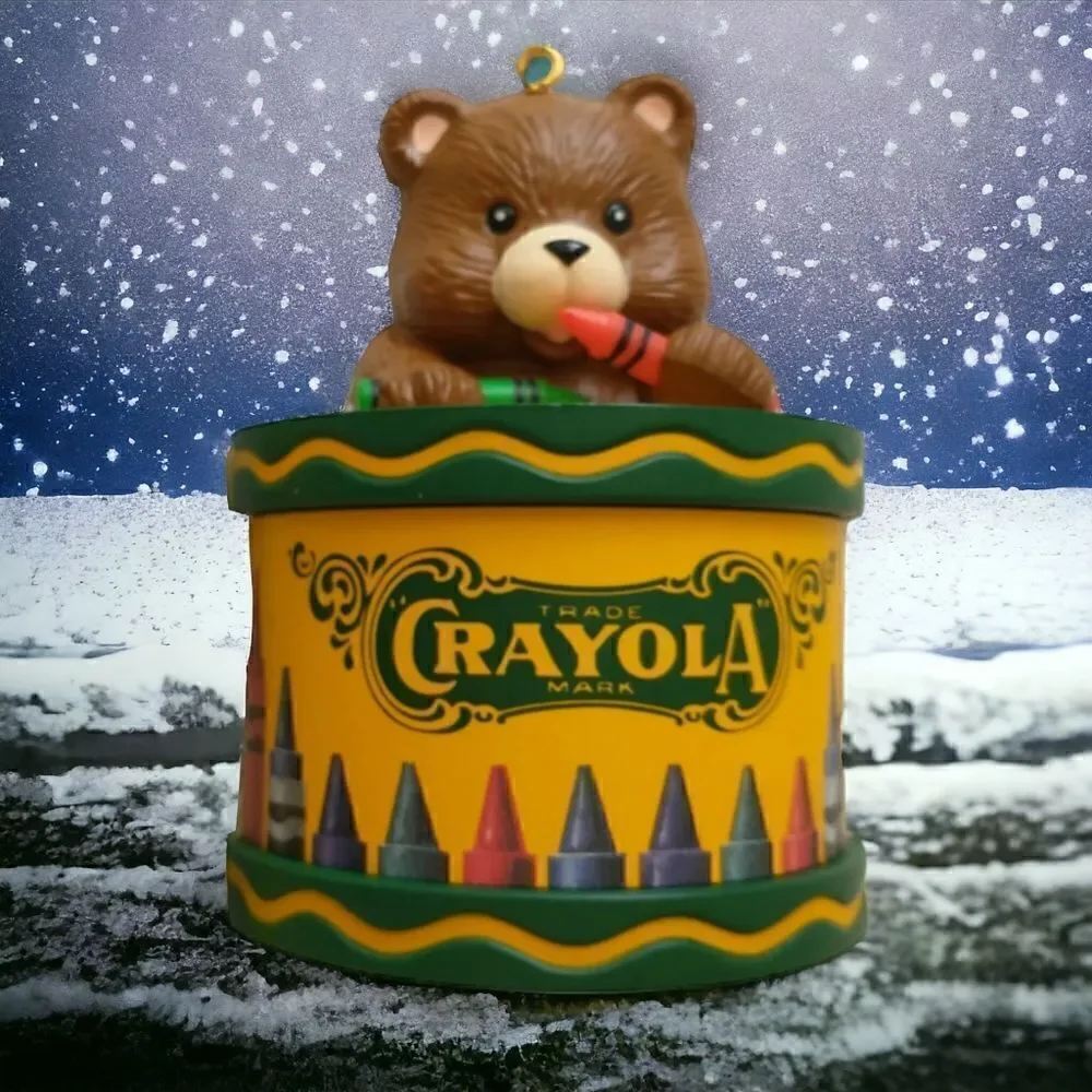 Crayola Ornament Christmas Teddy Bear Crayons Binney Smith Teacher Gift Vtg 1992